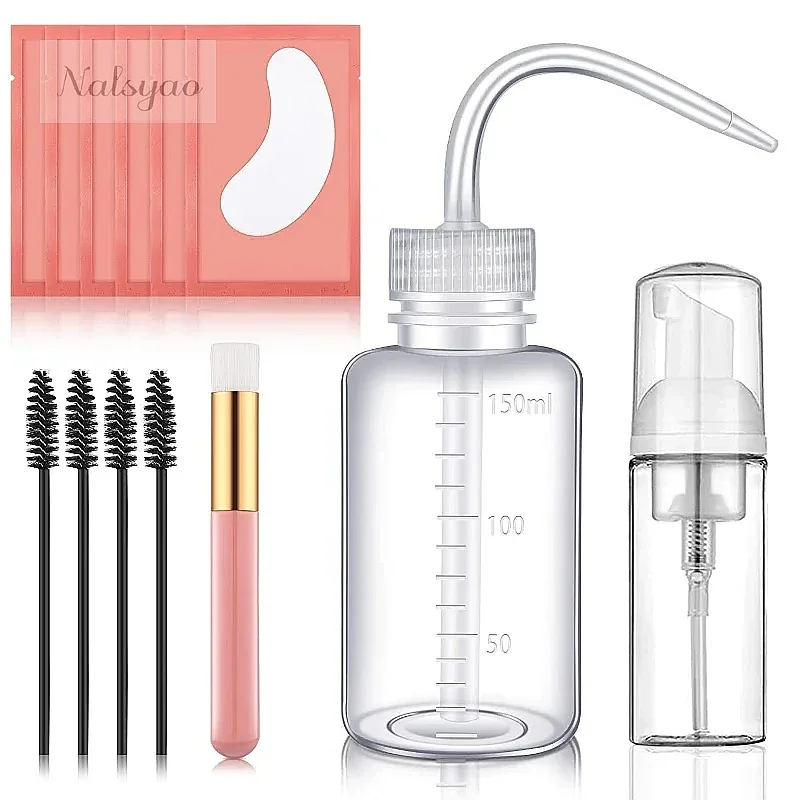 Eyelash Extension Cleaning Kit Lash Shampoo Brush Soap Foam Washing Bottle Mascara Wands Gel Pads Salon Supplies