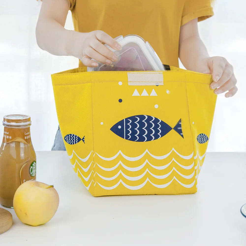 Hot Sales! Waterproof Oxford Tote Lunch Bag Large Capacity Thermal Food Picnic Lunch Bags for Women kid Men Fish Pattern