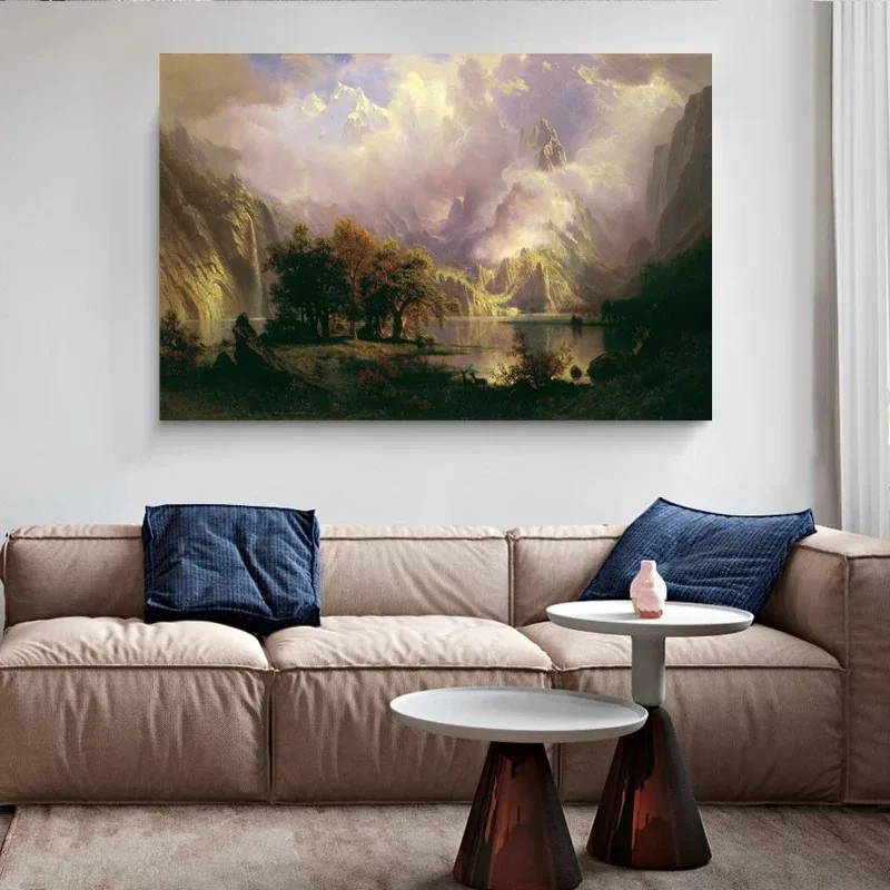 Rocky Mountain Landscape Series By Albert Bierstadt Vintage Classic Oli Painting Poster Canvas Print Wall Art Home Decoration