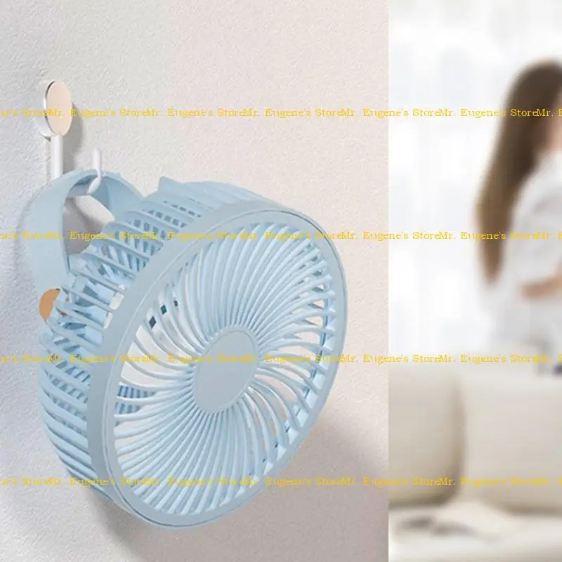 D08B 6.9'' Multi-function Remote Control Timing Hanging Fan with Hook+Lamp 2000mAh Small Ceiling Fan USB Charging for Kids