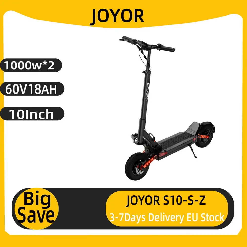 JOYOR S10-S-Z adultes Scooter électrique 1000W * 2 moteur 60V18AH batterie e-scooter 10 "pneus pneumatiques tout-terrain pliable EScooter