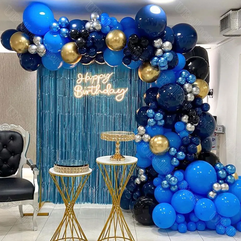 

176Pcs Navy Blue Balloon Garland Metal Gold Navy Dark Blue Balloons Arch for Birthday Party Wedding Anniversary Decor Supplies