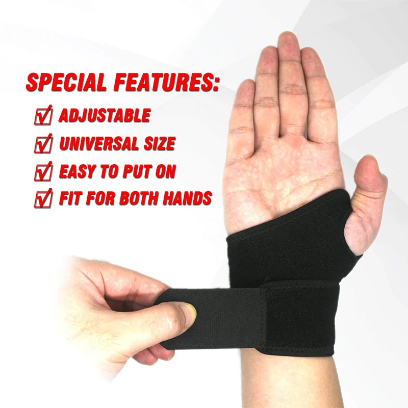 Tcare 1 Piece Unisex Reversible Sports Wrist Brace Thumb Stabilizer Adjustable Wrist Support Wrap for Basketball Weightlifting