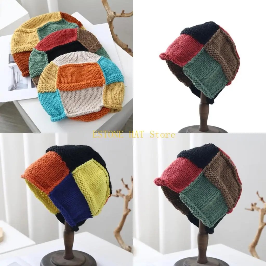 49MF Multifunction Knitted Hat Split Color Household Decorative Winter Outdoor Supply
