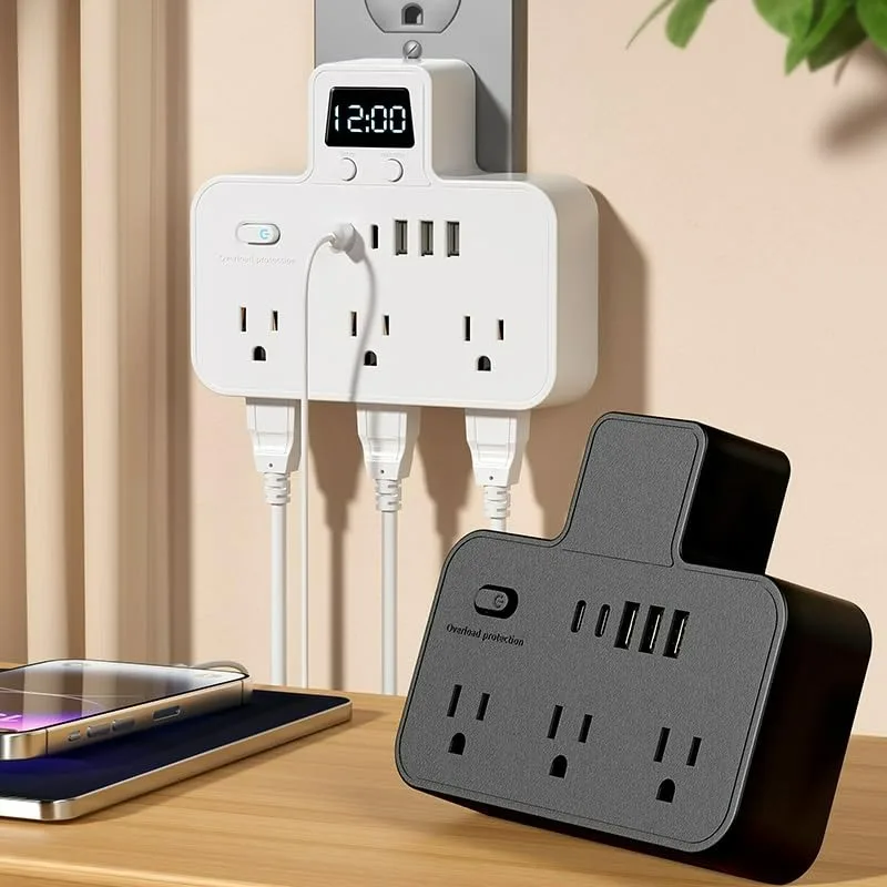 US Plug AC Outlets Power Strip Multitap Socket Led Display USB Type C Fast Charging Network Filter Extension Adapter US Standard