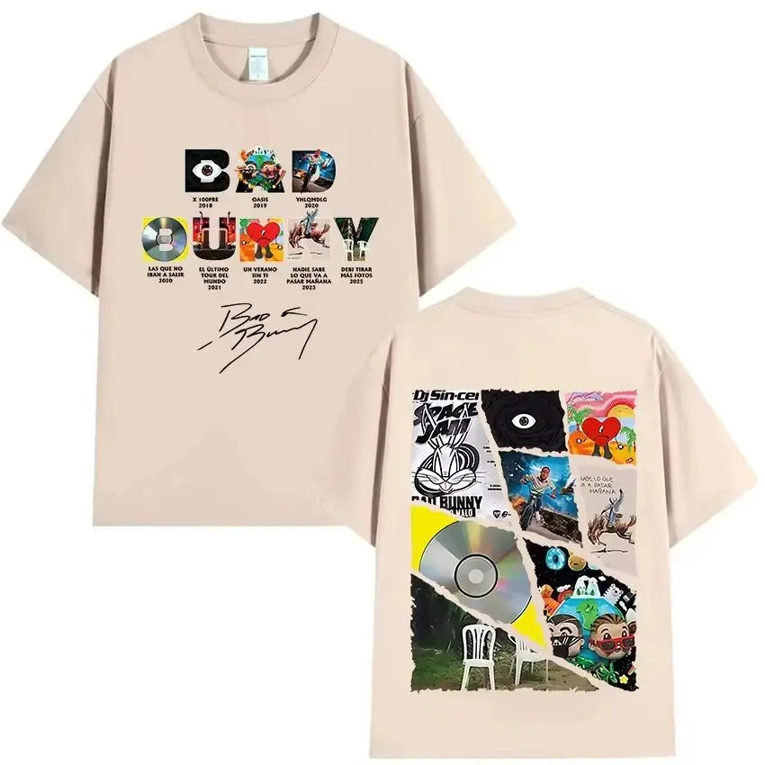Y2k Fashion Top Rapper Bad Bunny Tour 2025 Album Merch T Shirts Debi Tirar Mas Fotos DTMF Graphics Cotton Printed T-shirt Unisex image 3