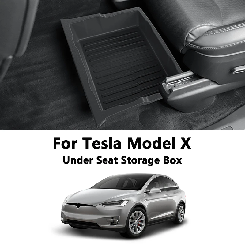 

For Tesla Model X Under Seat Storage Box Underseat Drawer Holder Organizer Hidden Space Bins Chair Tray Car Interior Accessories