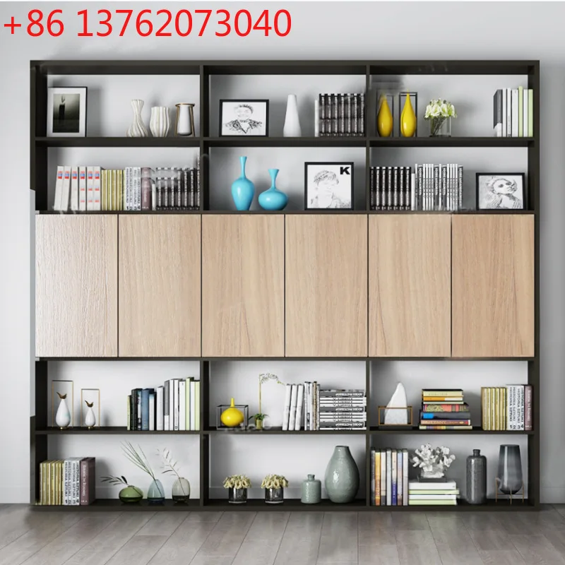 

Книжный шкаф цвета ореха Книжная полка с скандинавской краской Современная простая полка