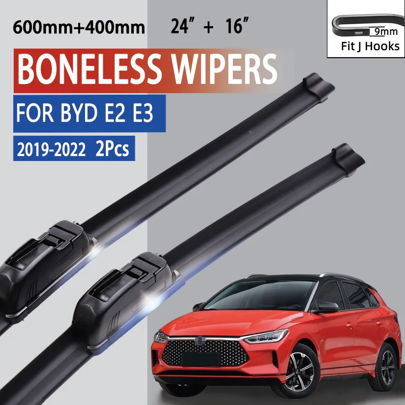 For BYD E2 E3  2019-2022 Car Windshield Wiper U-type Soft Rubber Frameless Bracketless Car Wipers 24