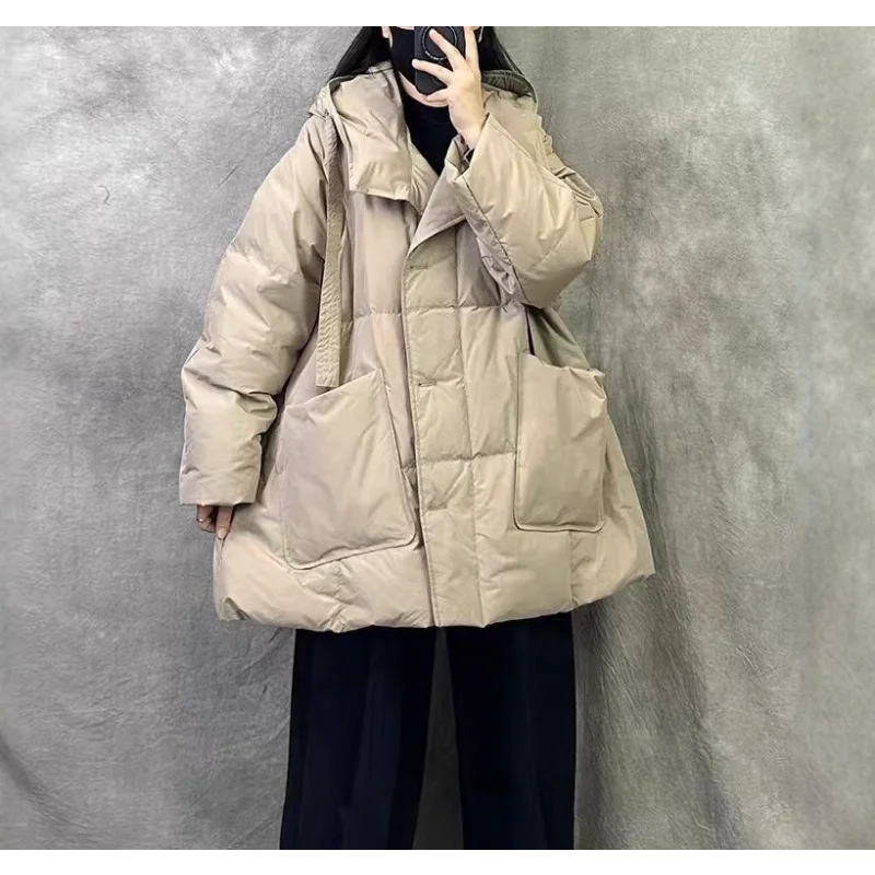 Women's New Down Jacket - Minimalist Design with Large Pockets Warm & Stylish Oversized Thickened Casual Outerwear