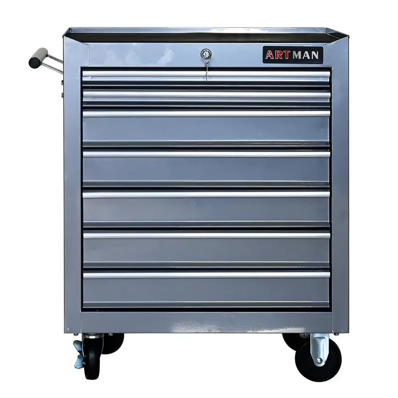 

7-Drawer Multi-Function Tool Cart with Wheels - Silver Finish