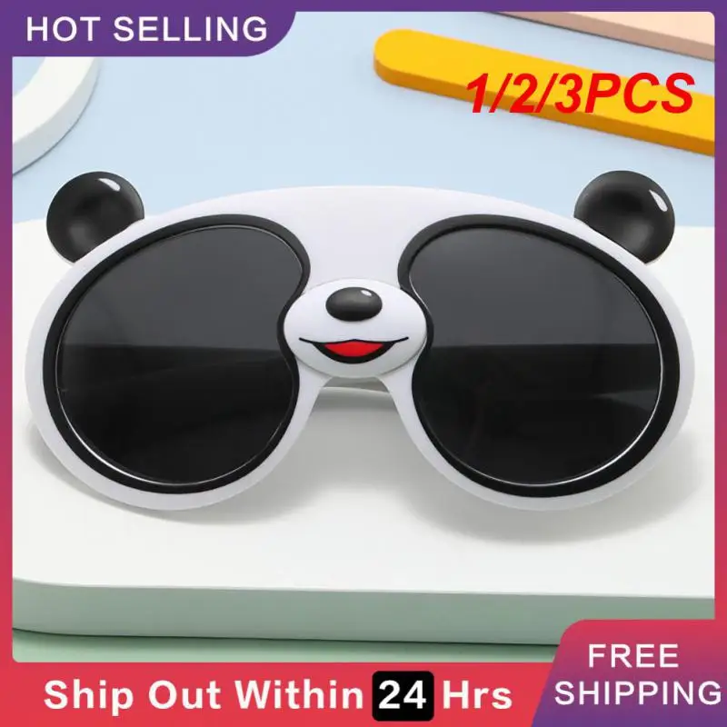 1/2/3PCS Sute Cartoon Sun Glasses Cartoon Penda Uv400 Pendan Sunglasses Sun Glasses Silicone Sunglasses Cute