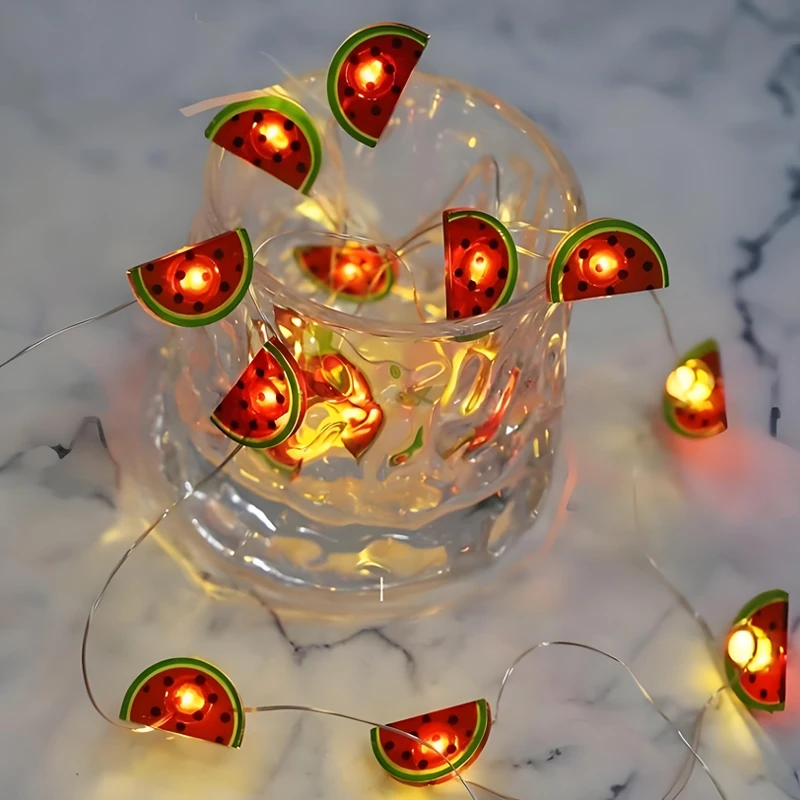 

2 м 20 светодиодных светодиодных гирлянд с арбузом, светодиодный светильник с ананасом, светильник с тропическими фруктами для лета, уличного дома, сделай сам, декор для вечеринки