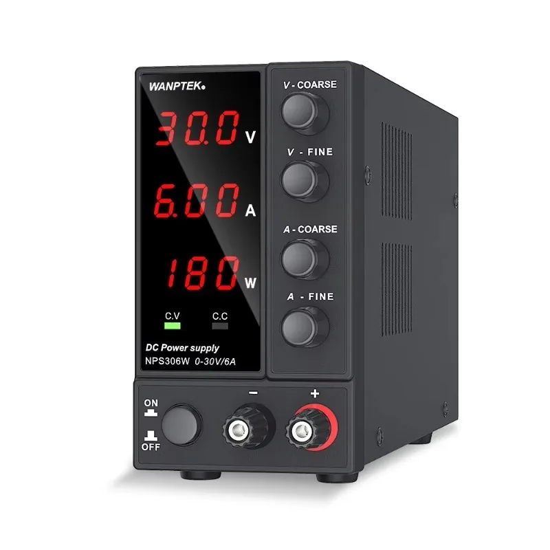Wantek الجهد القابل للتعديل استقرت تيار مستمر مصدر الطاقة NPS306W3 بت أسود HD عرض تعديل الجهد أكثر ملاءمة