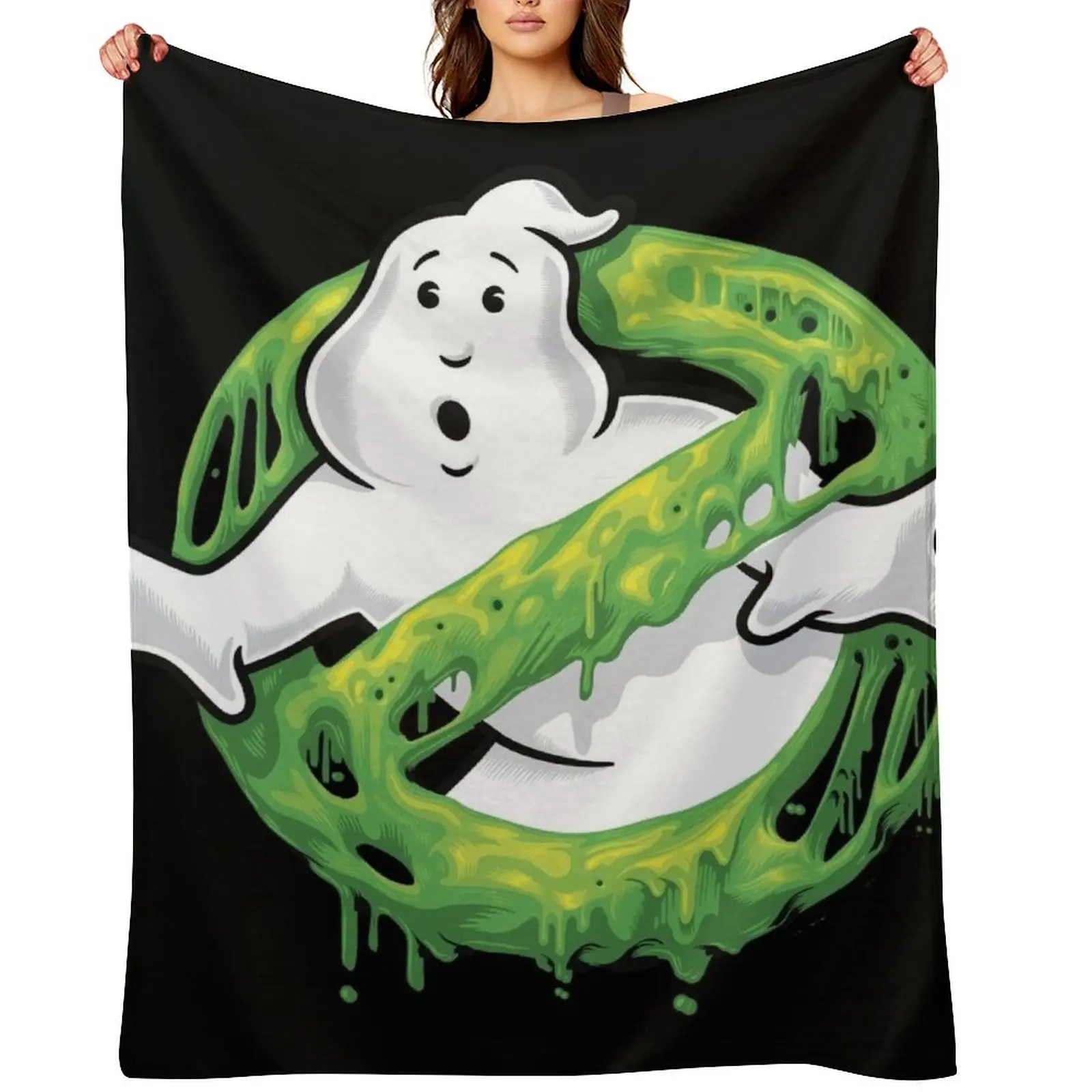 

Ghost Hunters Busters Classic Slime Ghost Logo Throw Blanket Nap wednesday sofa bed funny gift Blankets