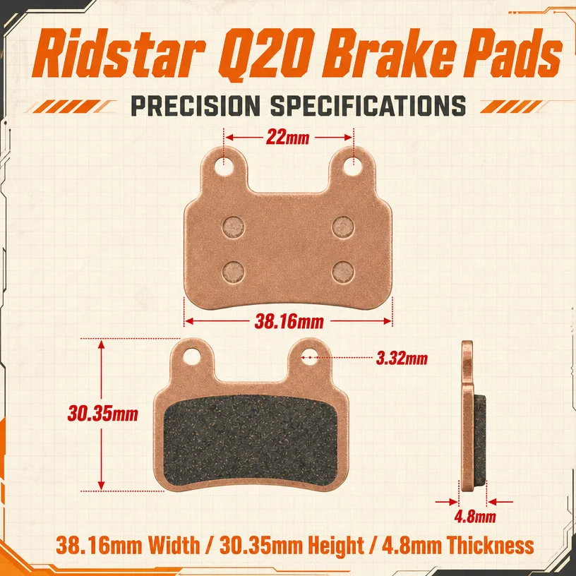 Ridstar Q20 Brake Pads Semi-Metallic Brake Control for EKX X21 X21 Max Bopzin Q8 M2000 C21 M22 Freego