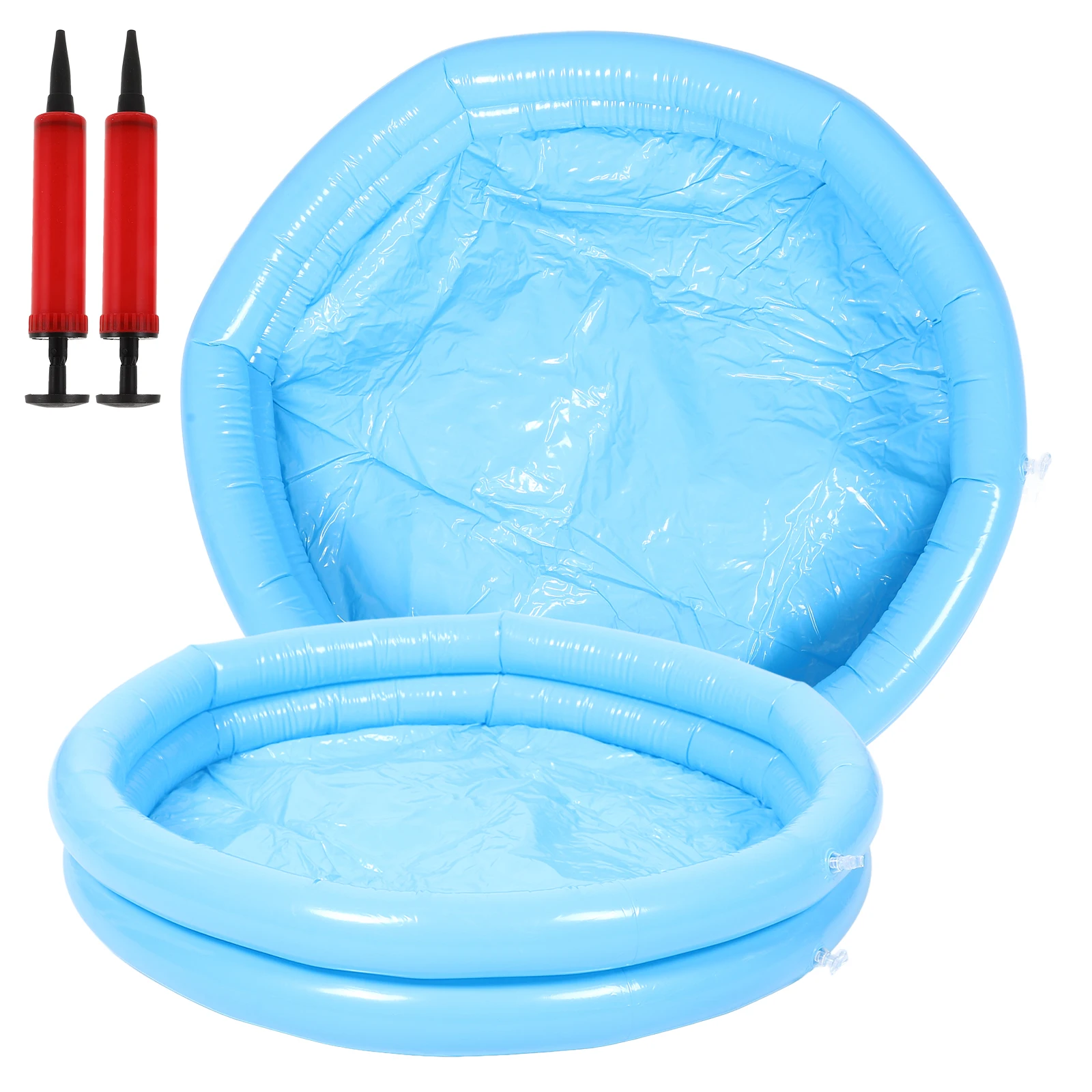 

2Pairs Inflatable Foldable Pool Foot Bath Basin Portable Foot Soak Washing Tub Bowl Spa Supplies Sky-Blue