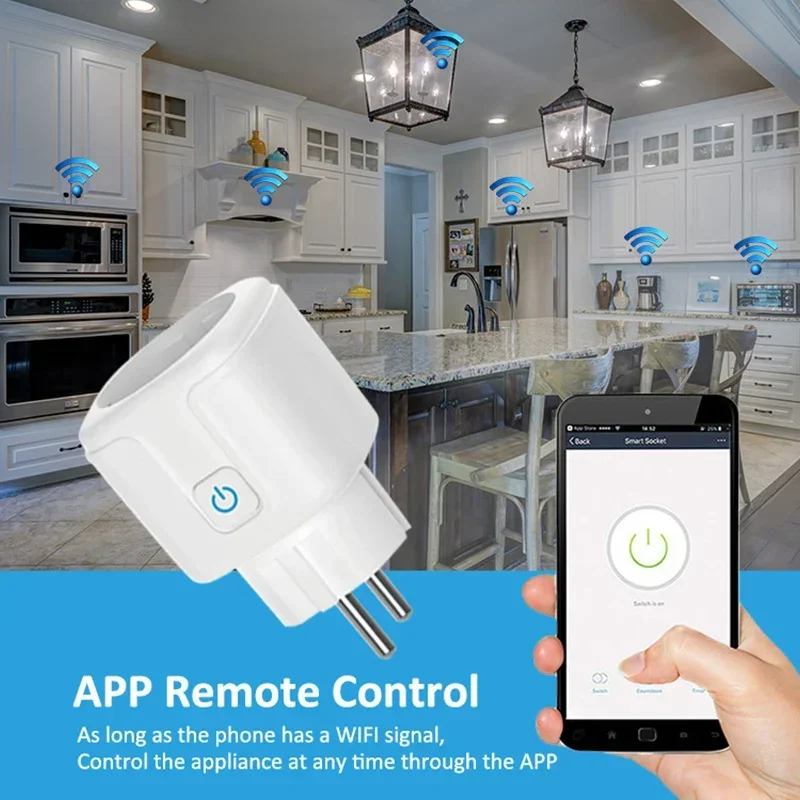 Tuya 16A/20A WiFi Smart Socket EU Smart Plug With Power Monitoring Timing Function Voice Control With Alexa Google Hom