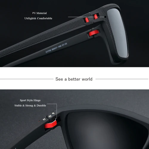Imagen 2 del producto Marca BARCUR, gafas de sol clásicas para hombre, cómodas y duraderas, montura Rectangular de PC, lentes TAC, gafas de sol polarizadas de edad versátiles