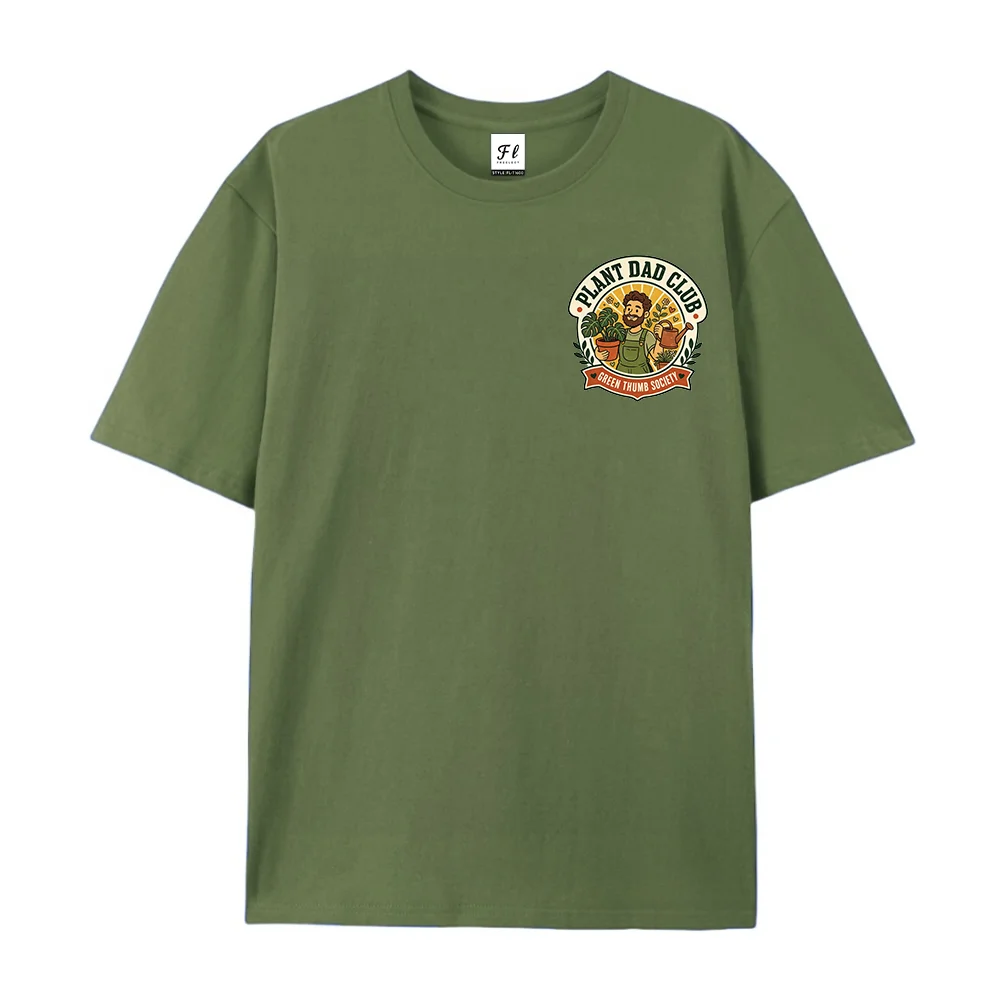 Plant Dad Club Shirt Green Thumb Society Funny Plant Lover Tee Gift T-Shirt for Plant Dads Retro Watering Can Graphic Tee Des