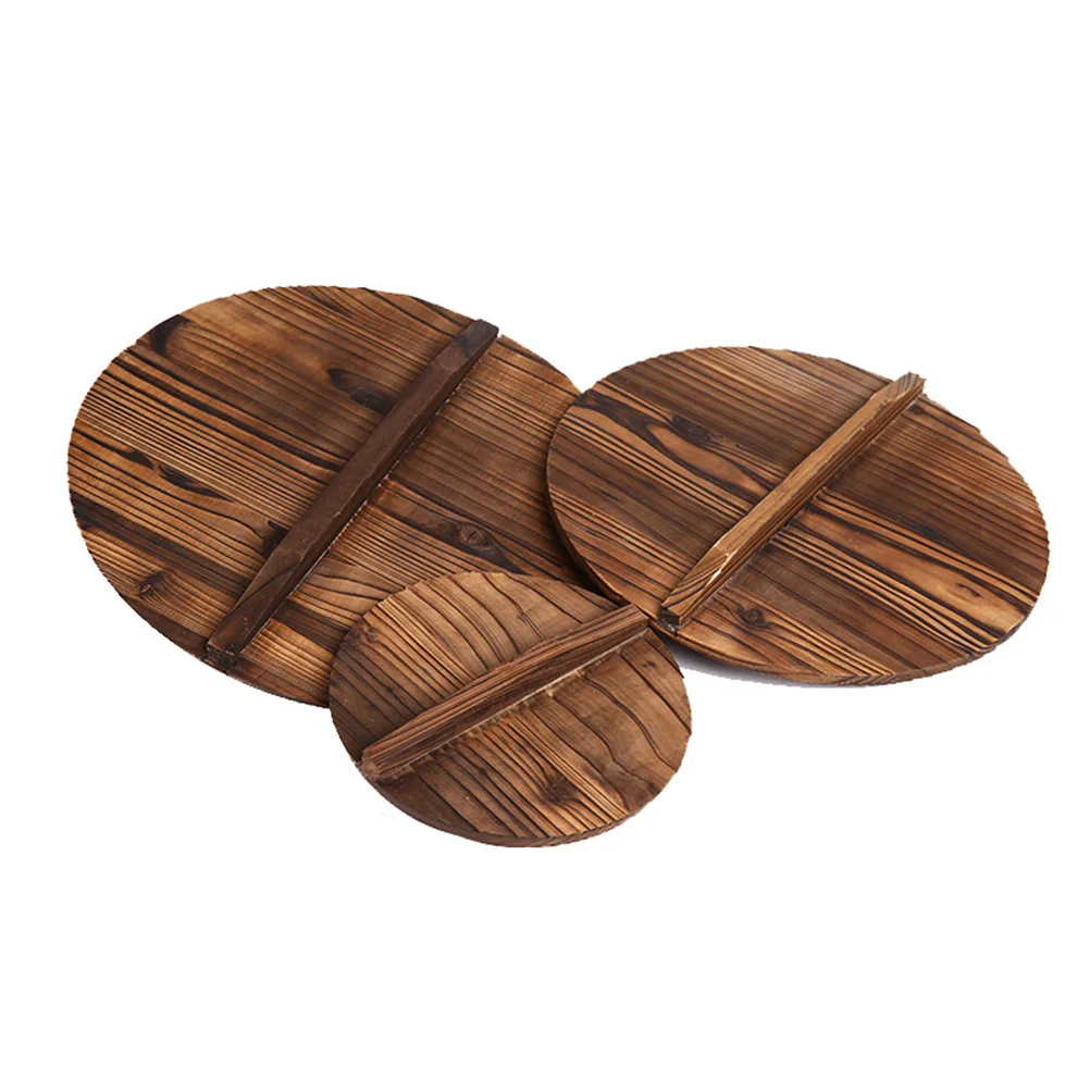 

29x29x1.6cm Wooden Pot Lid Anti Oil Splashing Cover Heat Resistant Non Slip Handle Cooking Tool for Asian Cuisine Kitchen Gadget