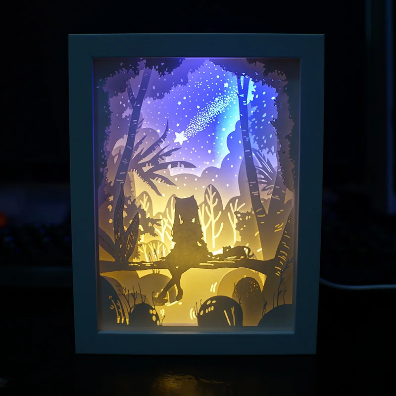 Genshin Impact Hutao Beelzebul Xiao Ganyu Nachtlampje Papier-Cut Sfeer Lamp 3D Papier Carving Art Lamp Usb Power voor Slaapkamer