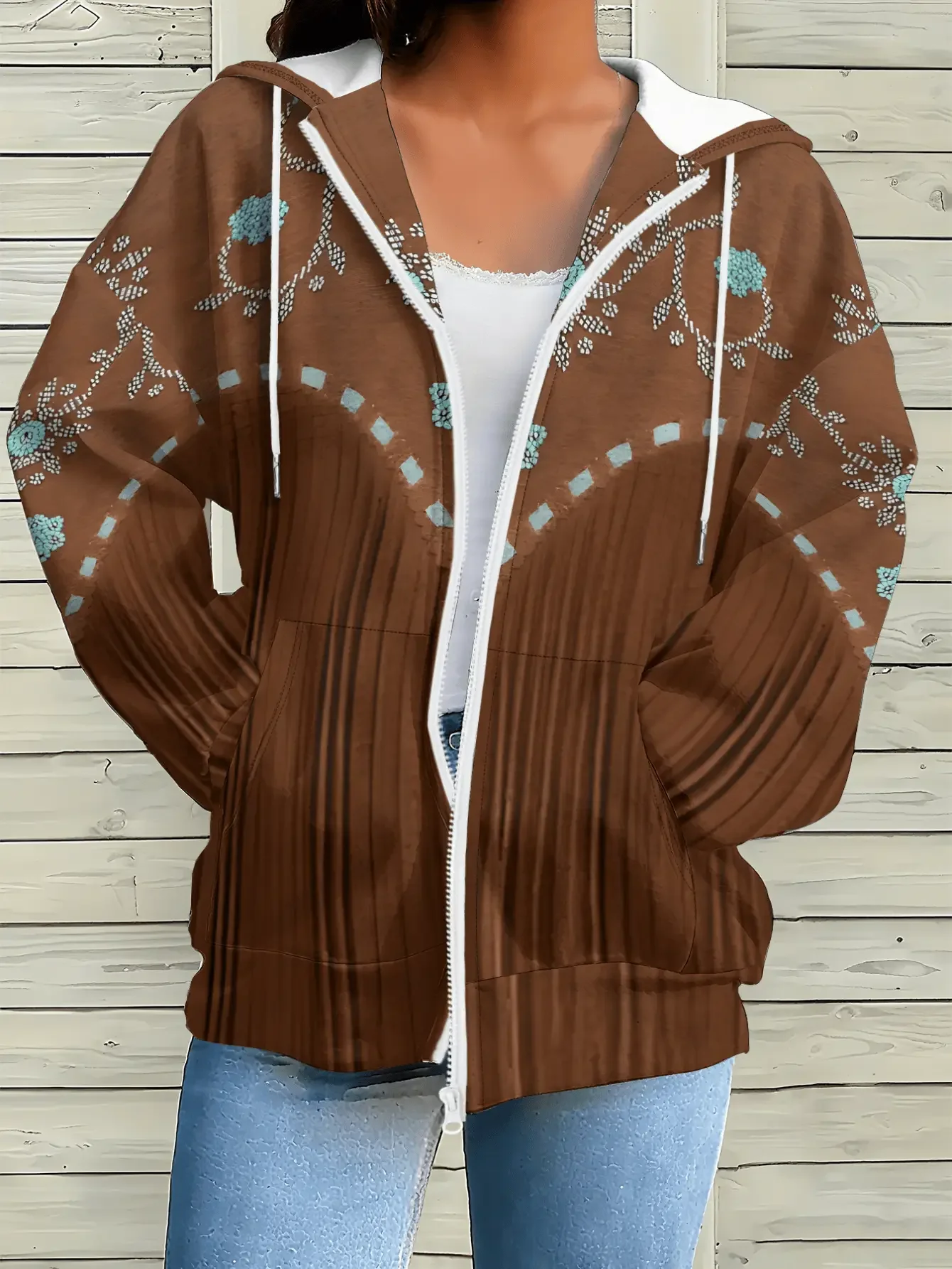 

Autumn and winter women's long sleeved loose new jacket with zipper pockets, open top jacket, Lightweight jacket