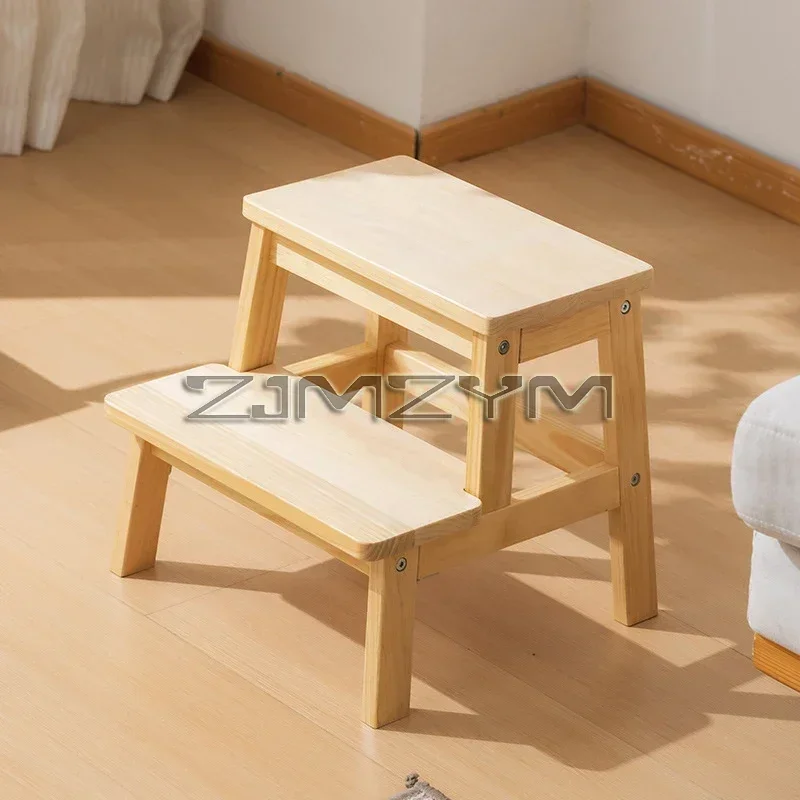 Small Solid Wood Ladder Chair Household 2 Step Ladder Dual-use Ladder Stool Indoor Climbing Pedal Stair Multi-function