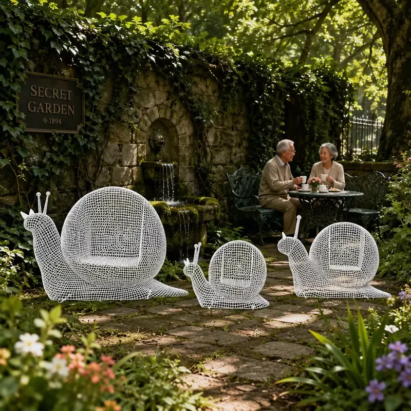 Modern Abstract Stainless Steel Snail Sculpture Hollow Metal Animal Statue for Outdoor Garden Lawn Park Yard Home Decor Art