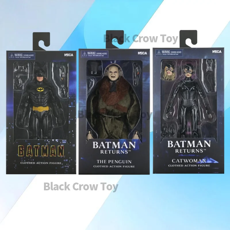 

In Stock, New and Original, Neca 92 Action Figure of Batman Keaton, Catwoman and Penguin 7 Inch, Collectible Series