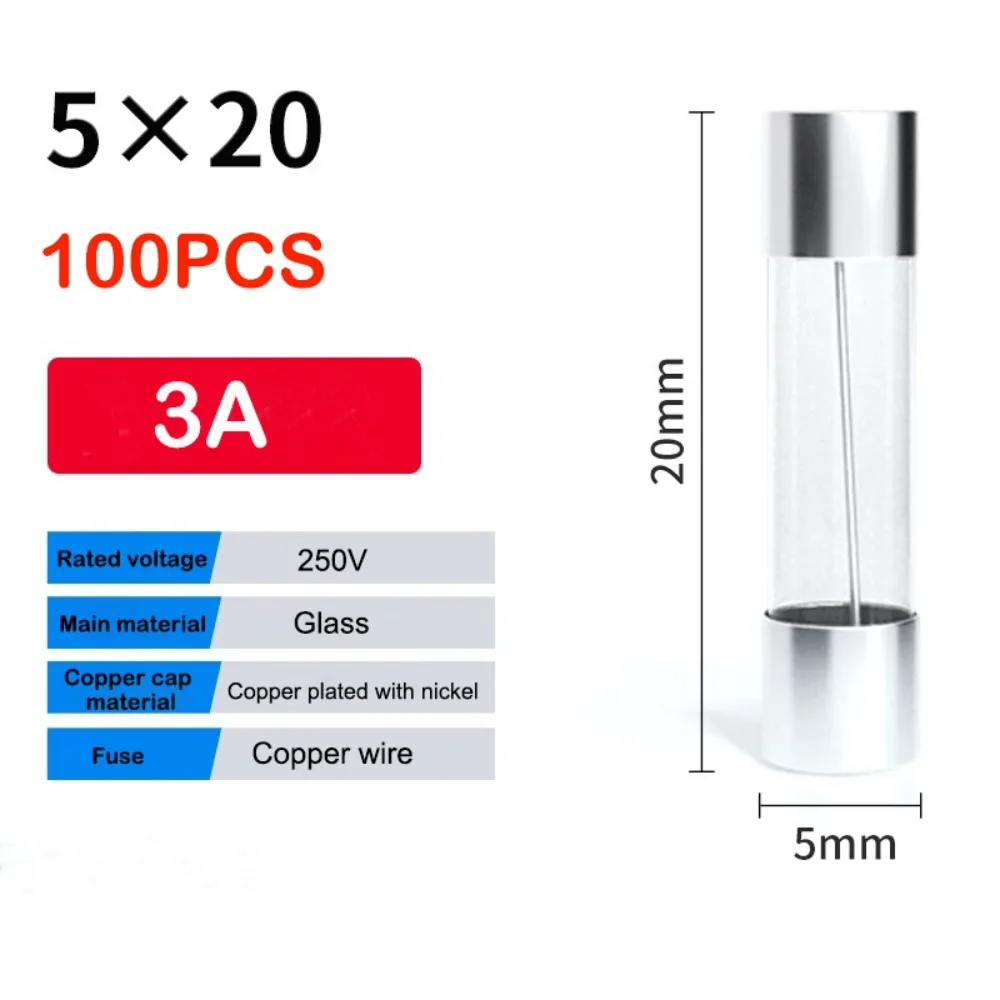 

New 5*20mm Glass Tube Fuses 0.2A-20A 250V Fast Blow Fuses Boxed Fuse Kit