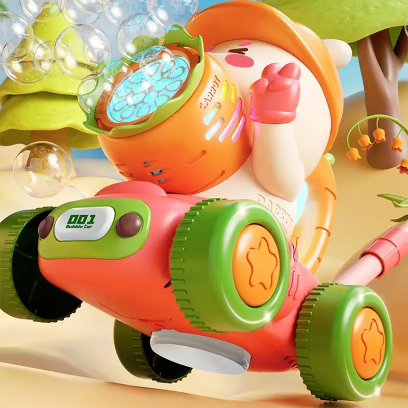 Bubble Machine for Kids Rabbit Trolley Bubble Maker Automatic Foam Machine Foam Blower Educational Toys with LED Lights Rotating