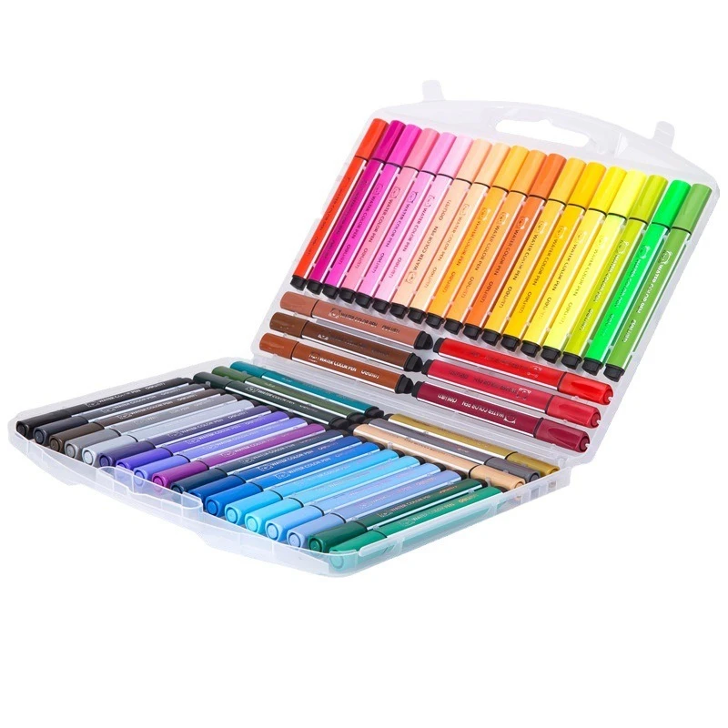 Deli Washable Watercolor Pen Set Triangular Barrel 12 18 24 36 48 Colors Art Supplies for Kids Students Drawing Coloring