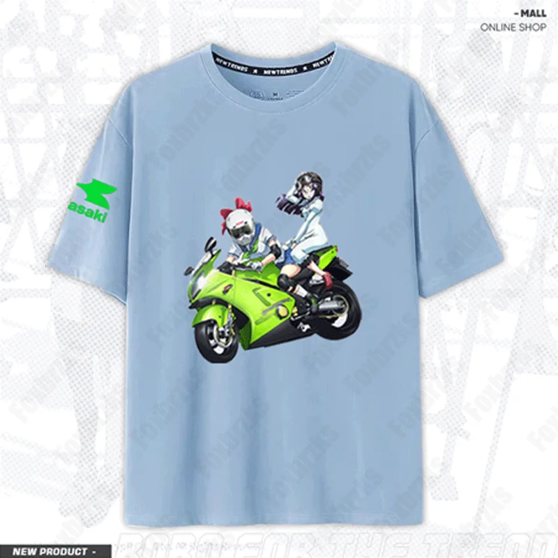 Kawasaki niebieska 2024 męska koszulka Casual Racing Team Demon pazur T-Shirt oversize graficzne sportowe bluzki oddychające Streetwear