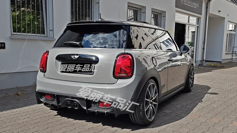 Rear Bumper Diffuser For Mini Cooper S CooperS F55 F56 F57 Trunk Door Lip Spoiler Forge Carbon Fiber (With LED Light)