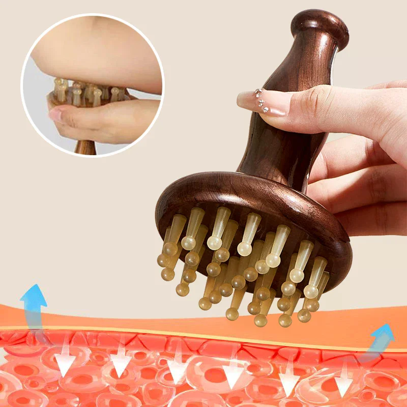 29-Tooth Meridian Brush Wooden Rubber Handle Massage Brush Multipurpose Head Neck Leg Body Gua Sha Beauty & Body Massage Tool