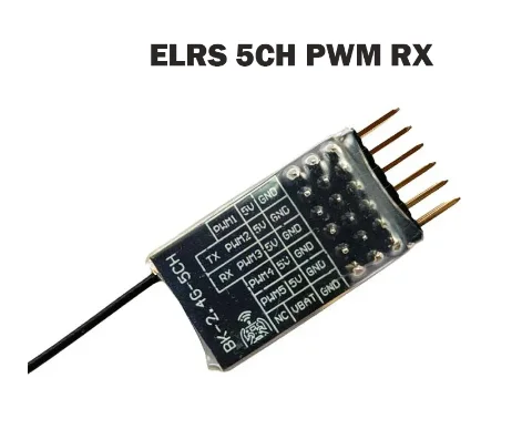 BAYCK ELRS 2.4G 5CH PWM ExpressLRS Receiver with 2.0dBi 2.4G Copper Pipe Antenna PWM/CRSF Protocol for RC FPV Drone Fixed Wing