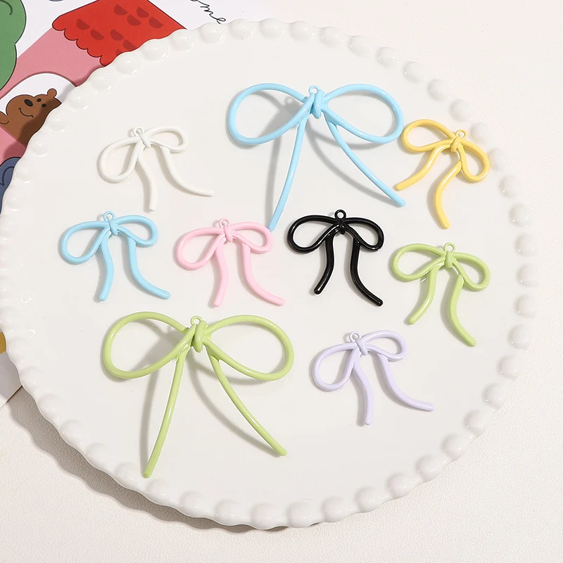 

1pc Candy Color Bowknot Pendant 35x33mm/65x56mm Bow Alloy Charms For Jewelry Making Crafts DIY Keychain Phone Chain Accessories