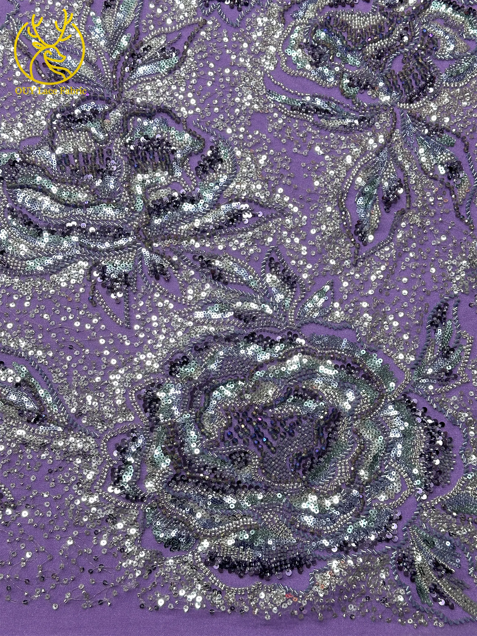 Afrikanischer Bräutigam Schwer Perlenverzierter Spitzenstoff 2026 Hochwertige Französische Nigerianische Pailletten-Spitze Brautkleid-Material – Detail 8