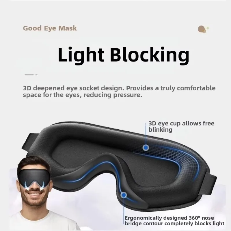 Soft Padded Blocking Light Eye Mask Relax Blindfold Eye Cover 3D Sleeping Mask Breathable Block Out Light Eye Shade Blindfold