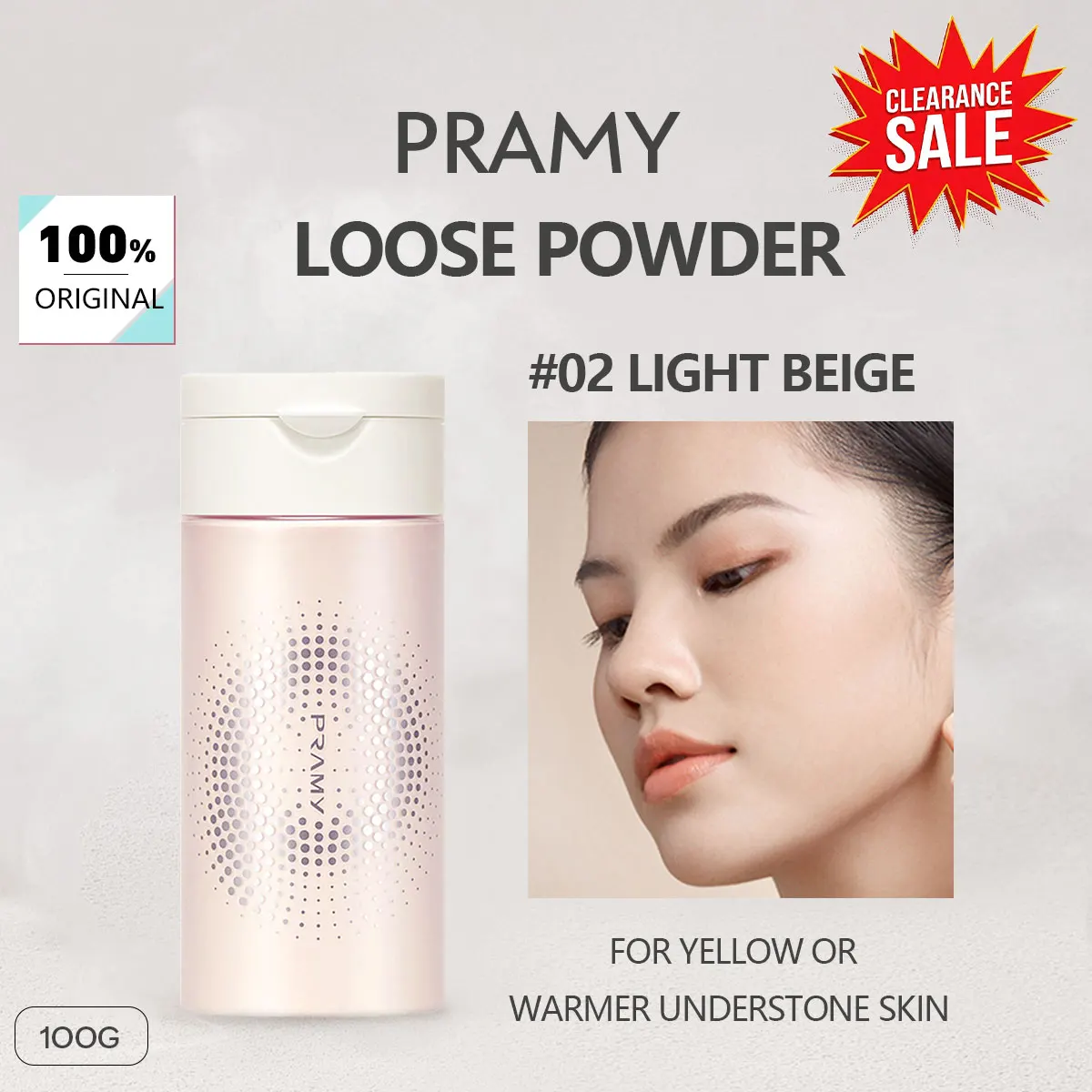 [ClearanceSale] Pramy Sheer Flawless Silky Loose Powder 02 Light Beige,Oil Control&Blurring Effect,Silky Texture&Natural Finish