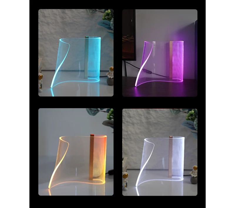 

LED light guide acrylic atmosphere desk lamp e-sports room bedroom USB port pickup rhythm Symphony new strange table