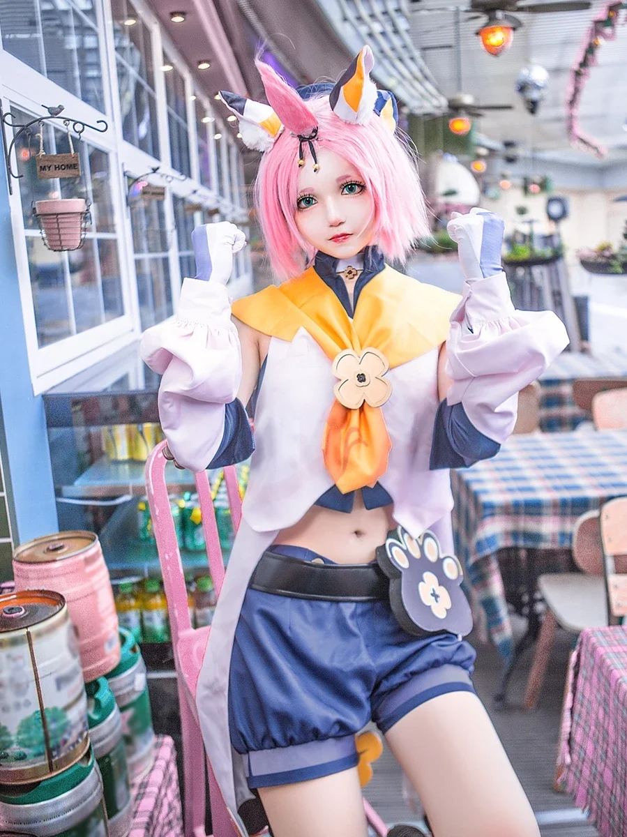 Diona przebranie na karnawał piękny mundur kapelusz ogon peruka gra Cosplay barman Diona kostium Lolita Uniform