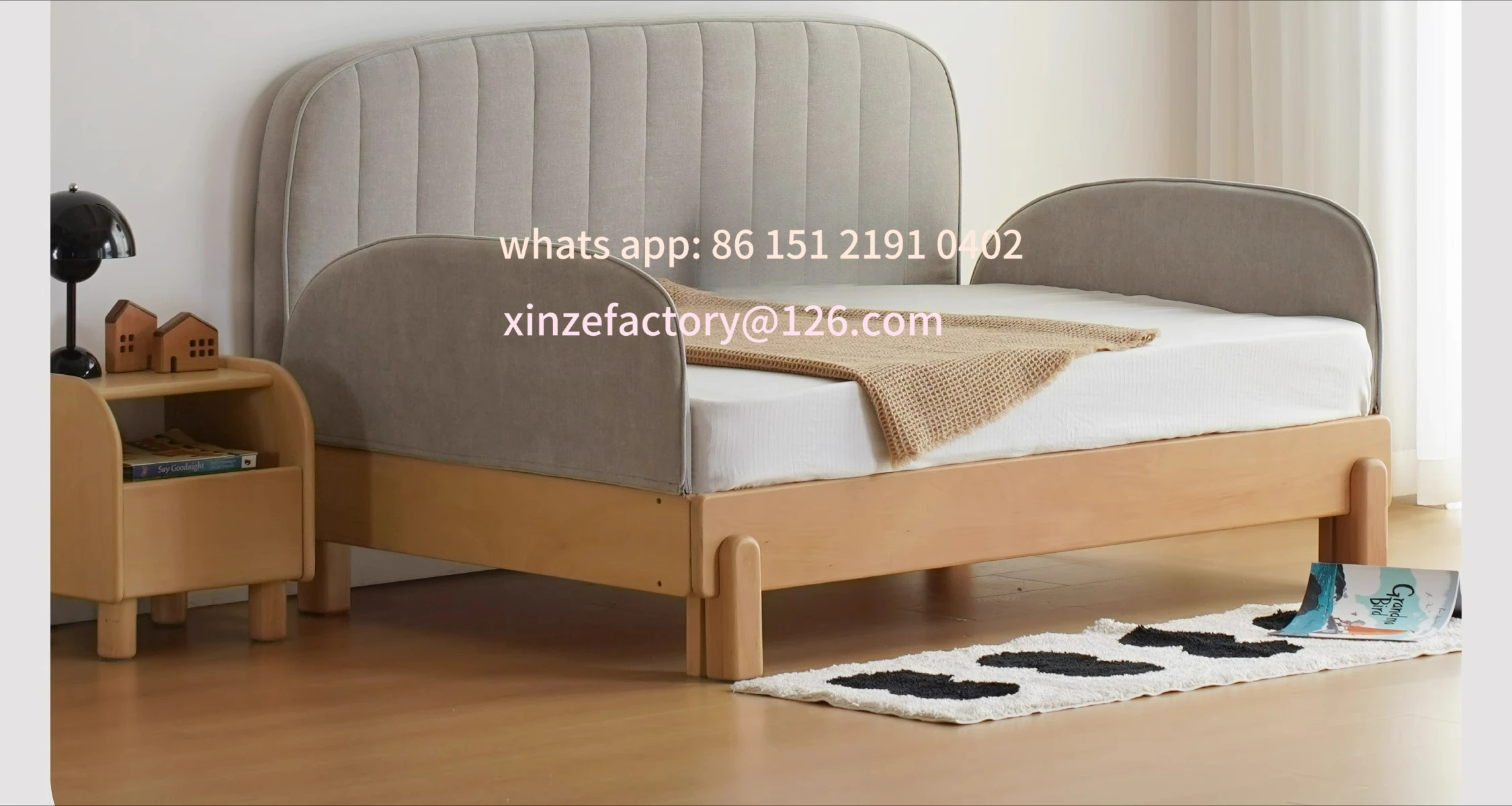 

Customizable solid wood bed pull-out splicing boys and girls bedroom single soft bag guardrail retractable floor bed