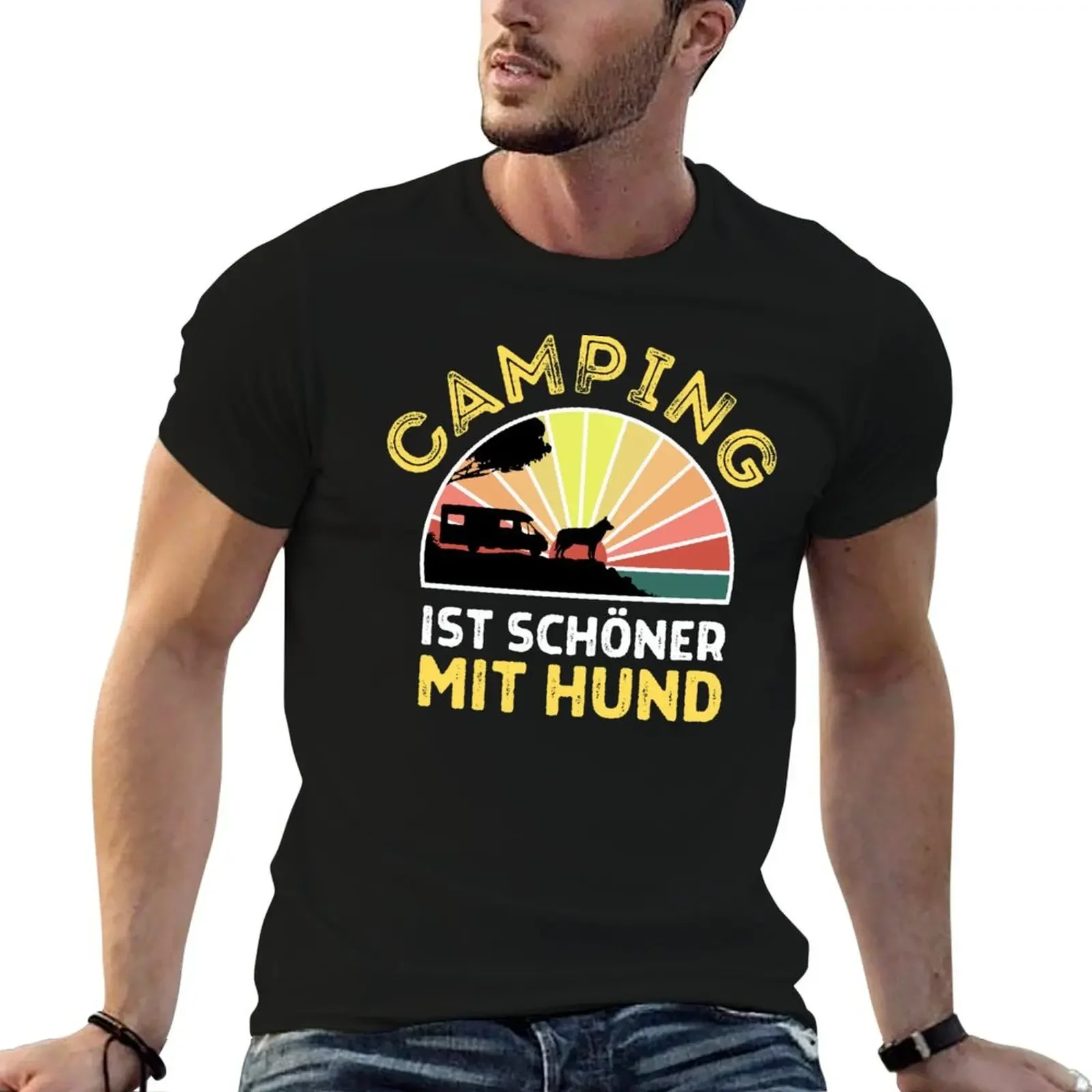 Camping is nicer with a dog camper gift T-Shirt blanks graphic shirts mens graphic t-shirts funny