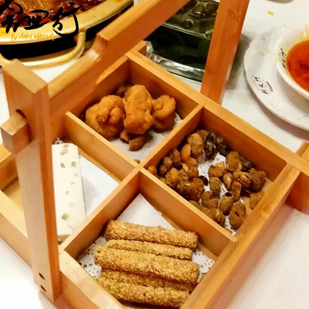 

1Pcs 4 Compartments Sushi Serving Plate Divided Wood Tray Multipurpose Food Snack Dessert Plate for Japanese Restaurant Home Use