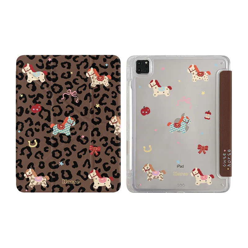 

Чехол Coffee Leopard Print Pony для iPad Pro 11 M2 M3 M4 M5 A16 2025 Air 4 5 6 7 12.9/13/9.7/10.2/10.5/9.7 дюймов 5-го, 6-го, 7-го, 8-го, 9-го, 10-го, 11-го поколений