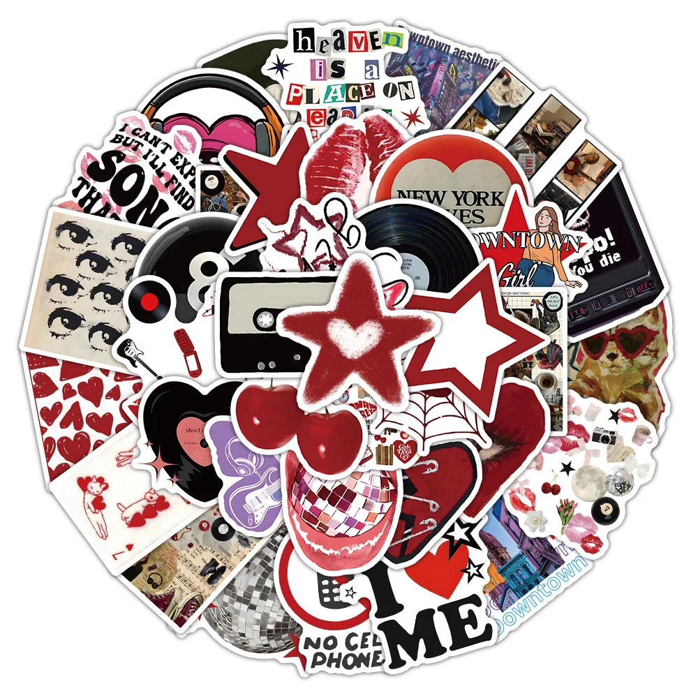 

10/50PCS Retro Y2K Love Black 8 Graffiti Stickers Cartoon Personal Decorative Suitcase Scooter Stickers Kids Toy