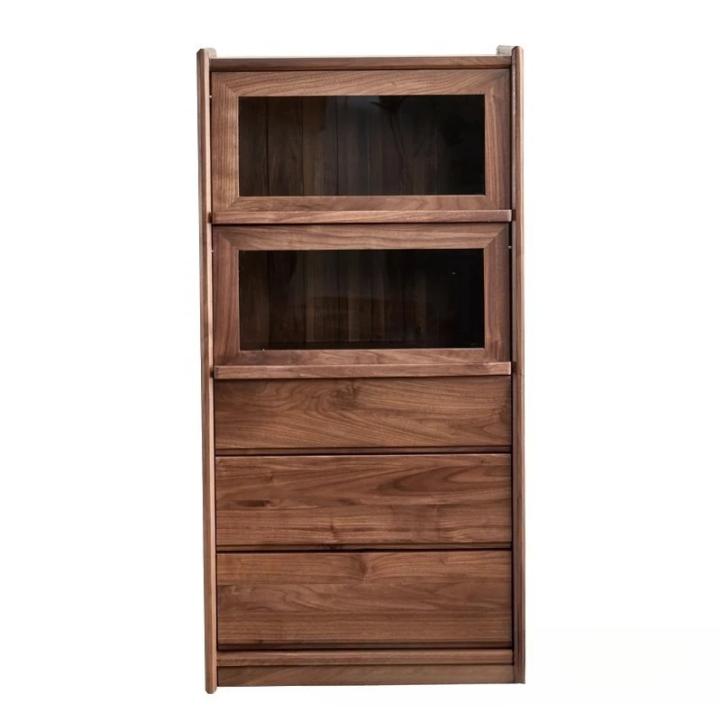 

North American black walnut dining side cabinet, solid wood living room TV side cabinet