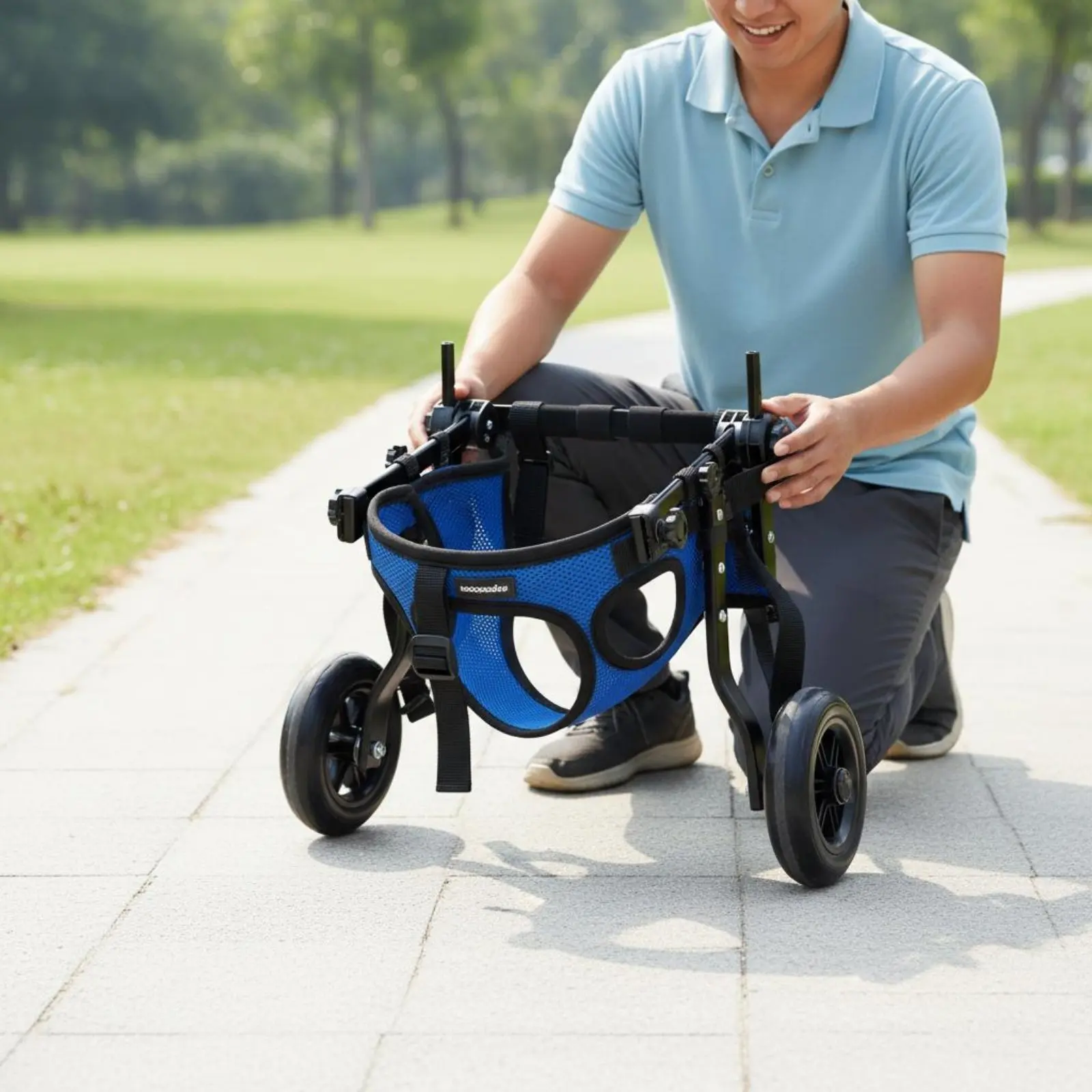 

Dog Recovery Wheelchair Lightweight Rear Leg Support Carriage Hind Leg Mobility Aid Breathable Mesh Dog Carriage Shock-Absorbing
